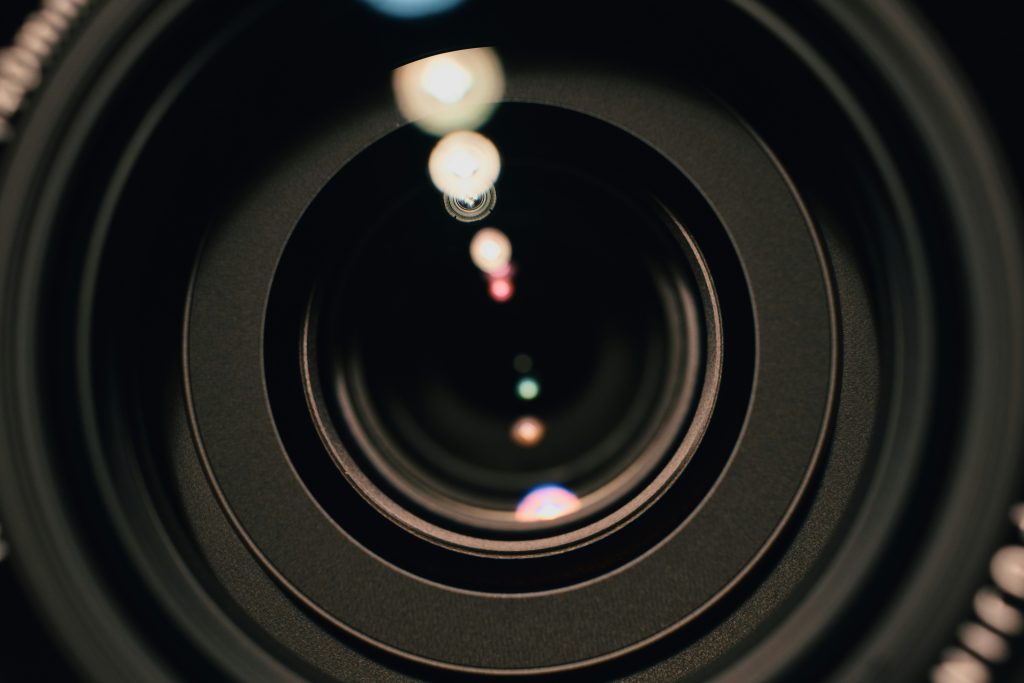 Close-up shot van een cameralens