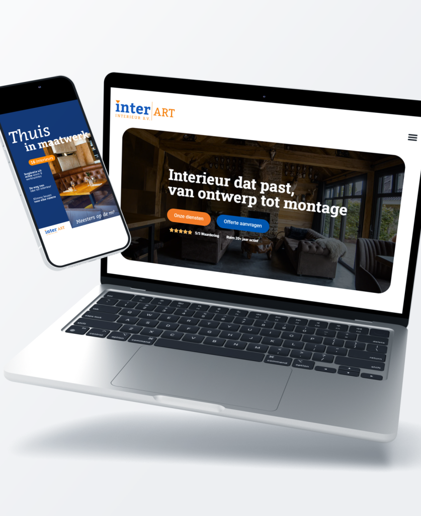 Website interieurbouwer Interart Interieur gemaakt door Upstream Marketing
