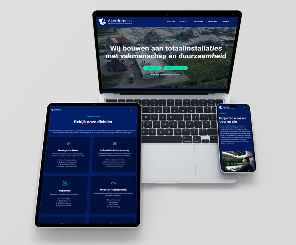 Wordpress Website laten maken Installatiebedrijf Akerdome gemaakt door Upstream Marketing